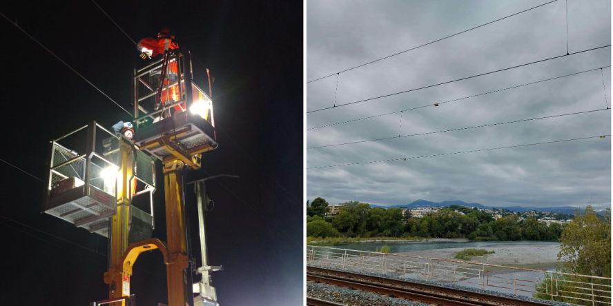 A gauche : SNCF Pose balise Mandelieu © LPO PACA / A droite : Balises anti-collision sur le Var © SNCF